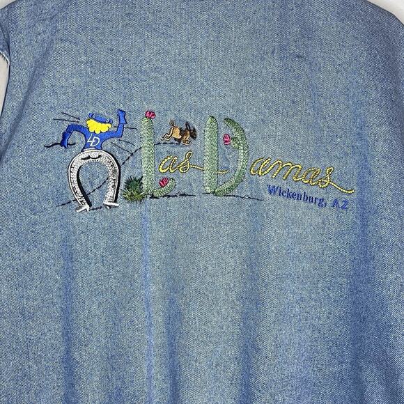 Vintage Port Authority Denim Varsity Jacket Las Damas Embroidered Western Small - Picture 5 of 9